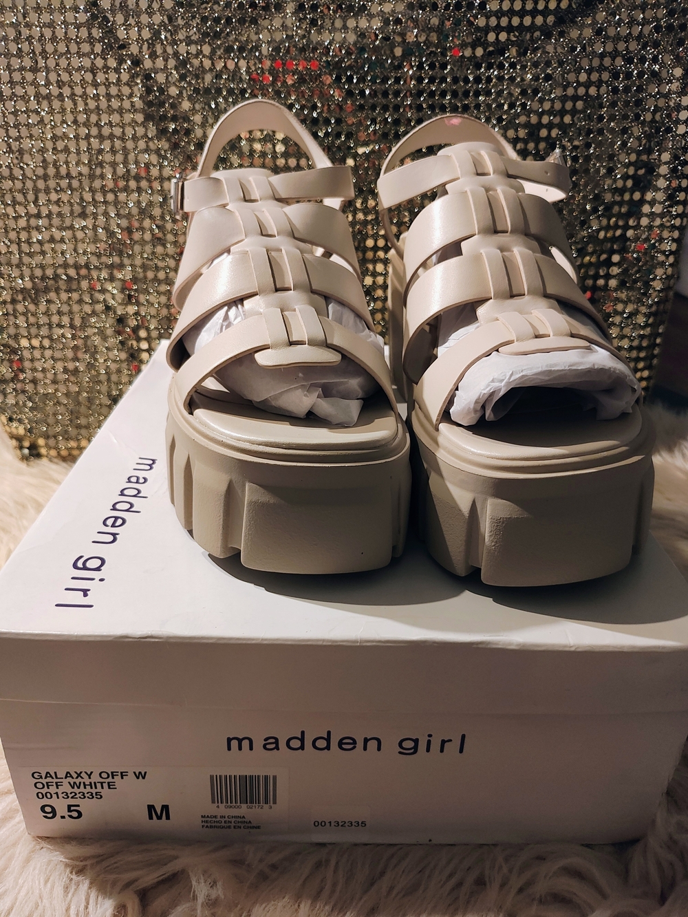 Madden Girl Off-White Chunky Platform Sandals
